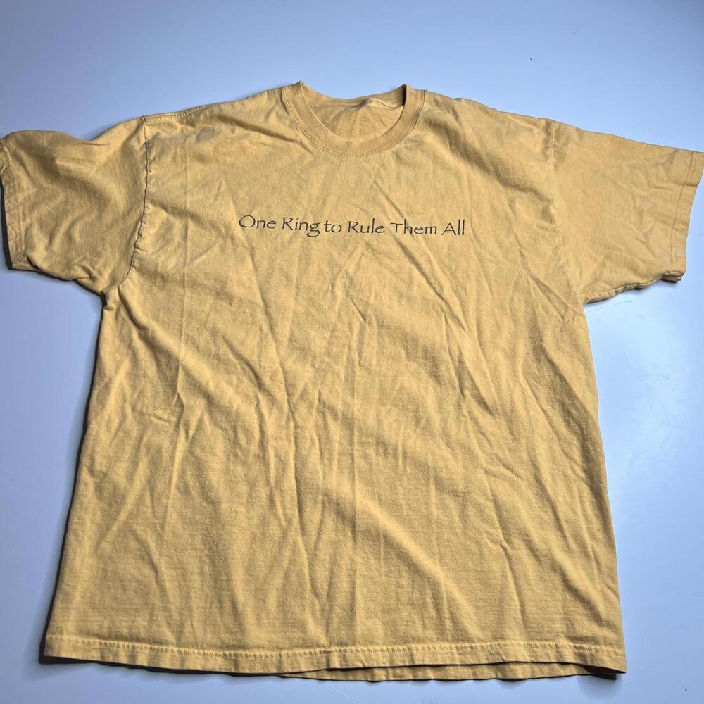 Lord Of The Rings Shirt Mens XL Yellow One Ring Graphic Movie Fantasy Tee